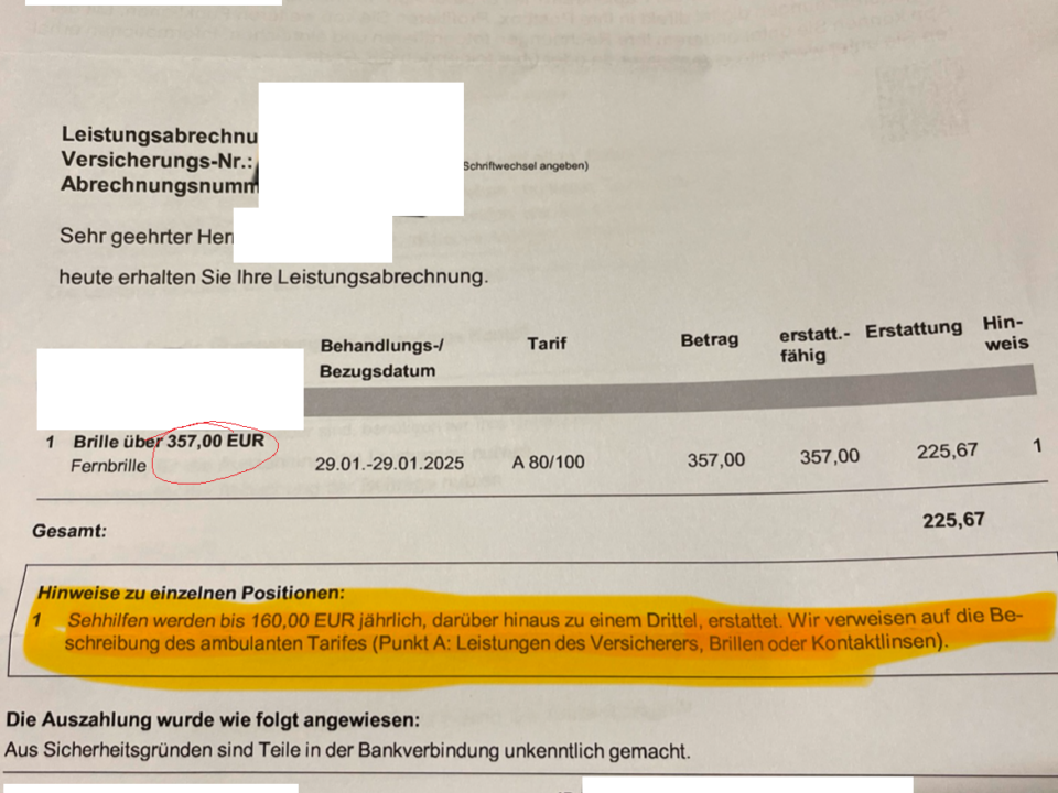 Erstattung Brille Sehhilfe Alte Oldenburger