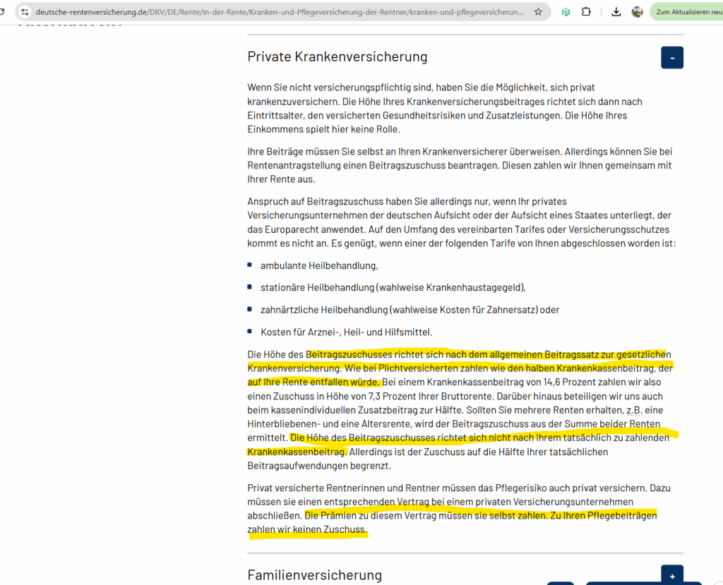 BEitragszuschuss zur PKV bei der KVdR Freiberufler