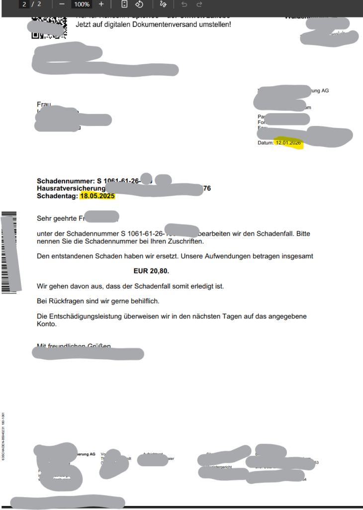 Hausratversicherung zahlt Sturmschaden