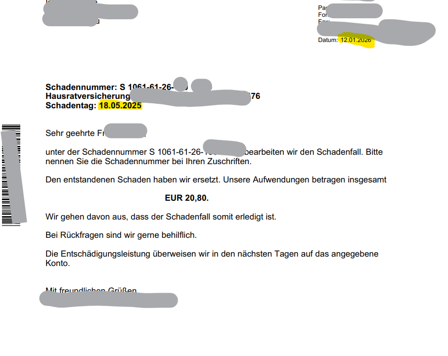 Hausratversicherung zahlt Sturmschaden