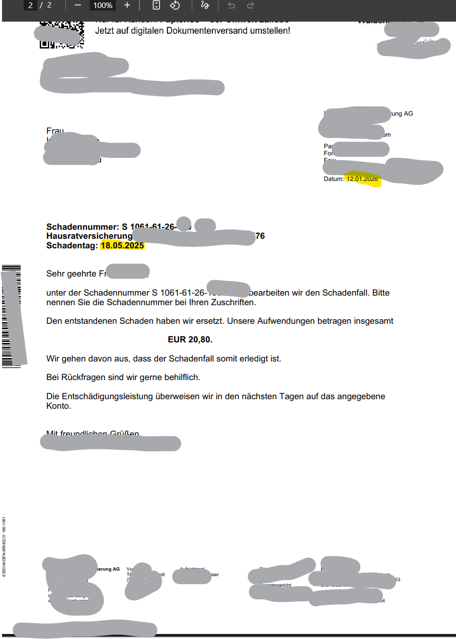 Hausratversicherung zahlt Sturmschaden