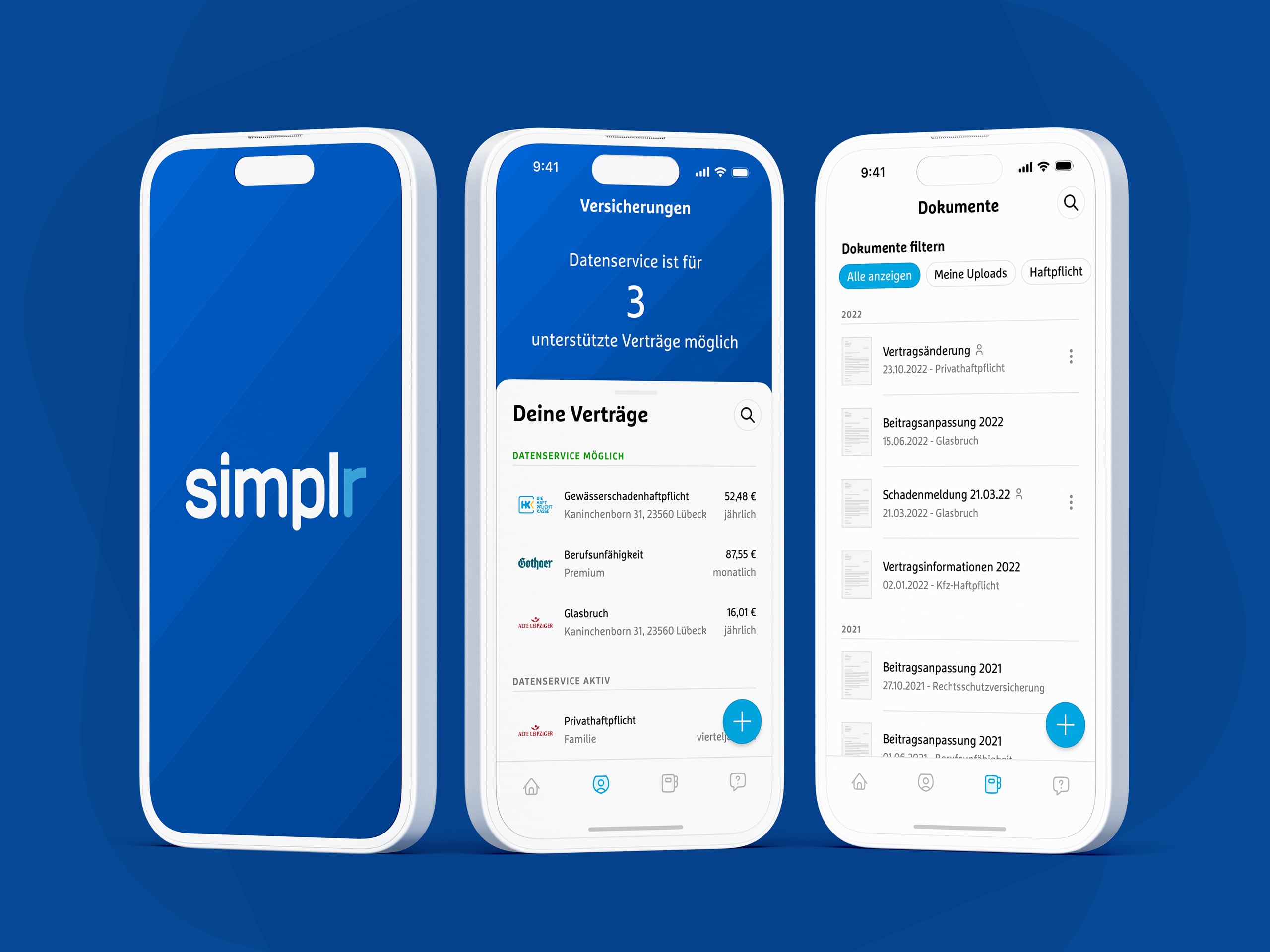 Simplr Vertragsübersicht